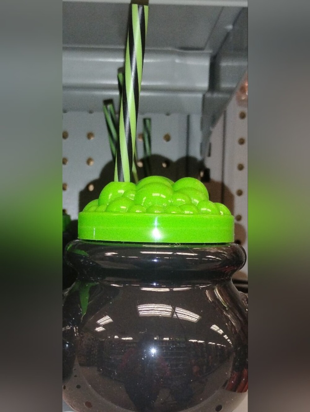 Reusable Green Bubble-Lid Black Drink Jar with a Black & Green Striped Straw